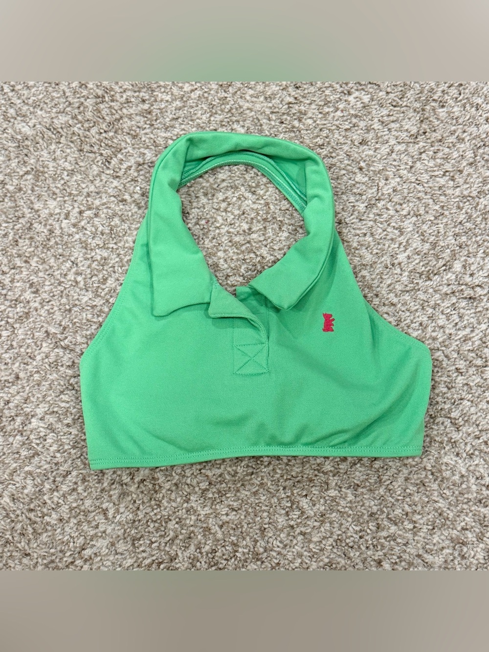 Rare vintage Y2K mcbling Juicy couture Kelly green cropped polo bikini top
